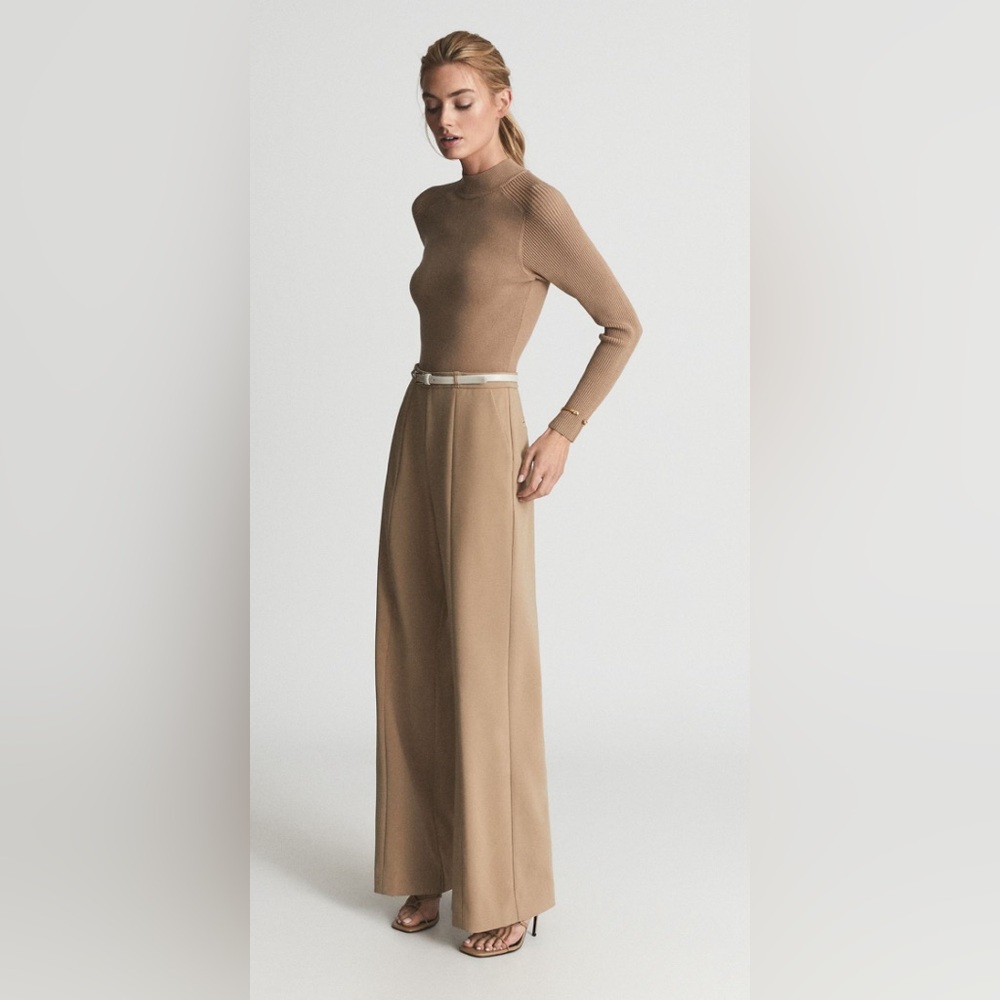 REISS • Clarissa Hybrid Jumpsuit• Camel Brown